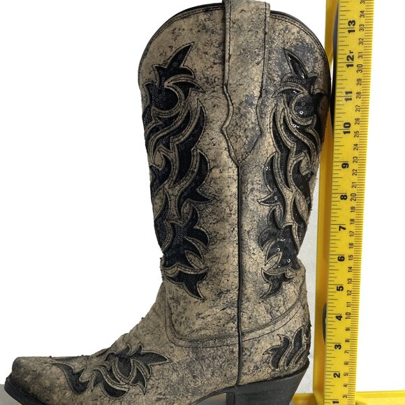 Corral Leather Western Cowgirl Snip Toe Glitter Boots Women's 7 - Picture 11 of 13